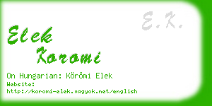 elek koromi business card